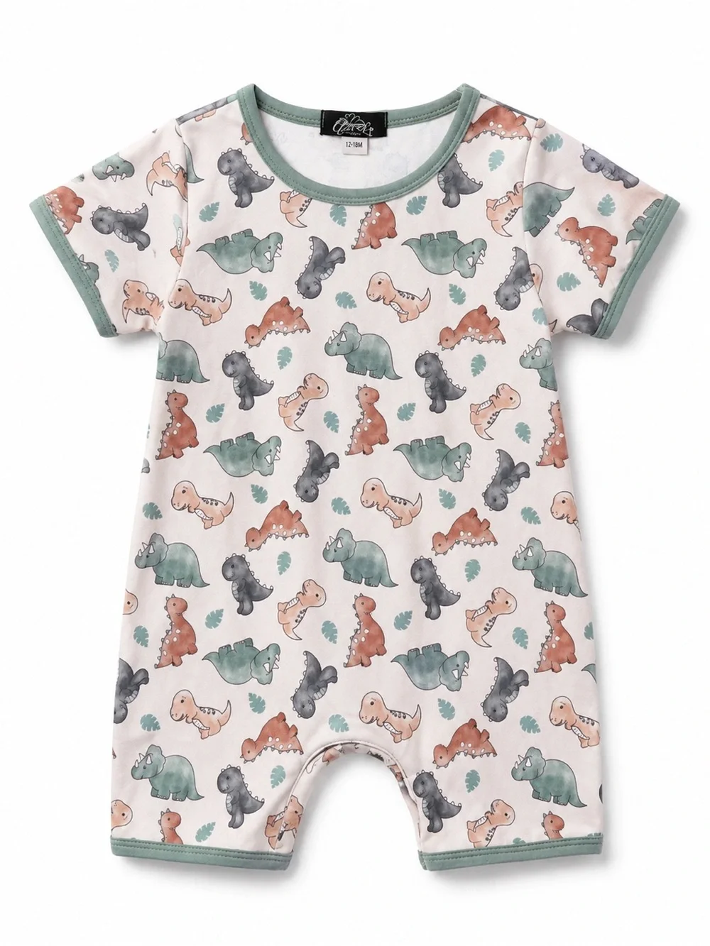 Clover Cottage Dino Print Shorty Bamboo/Cotton Blend 12-24M